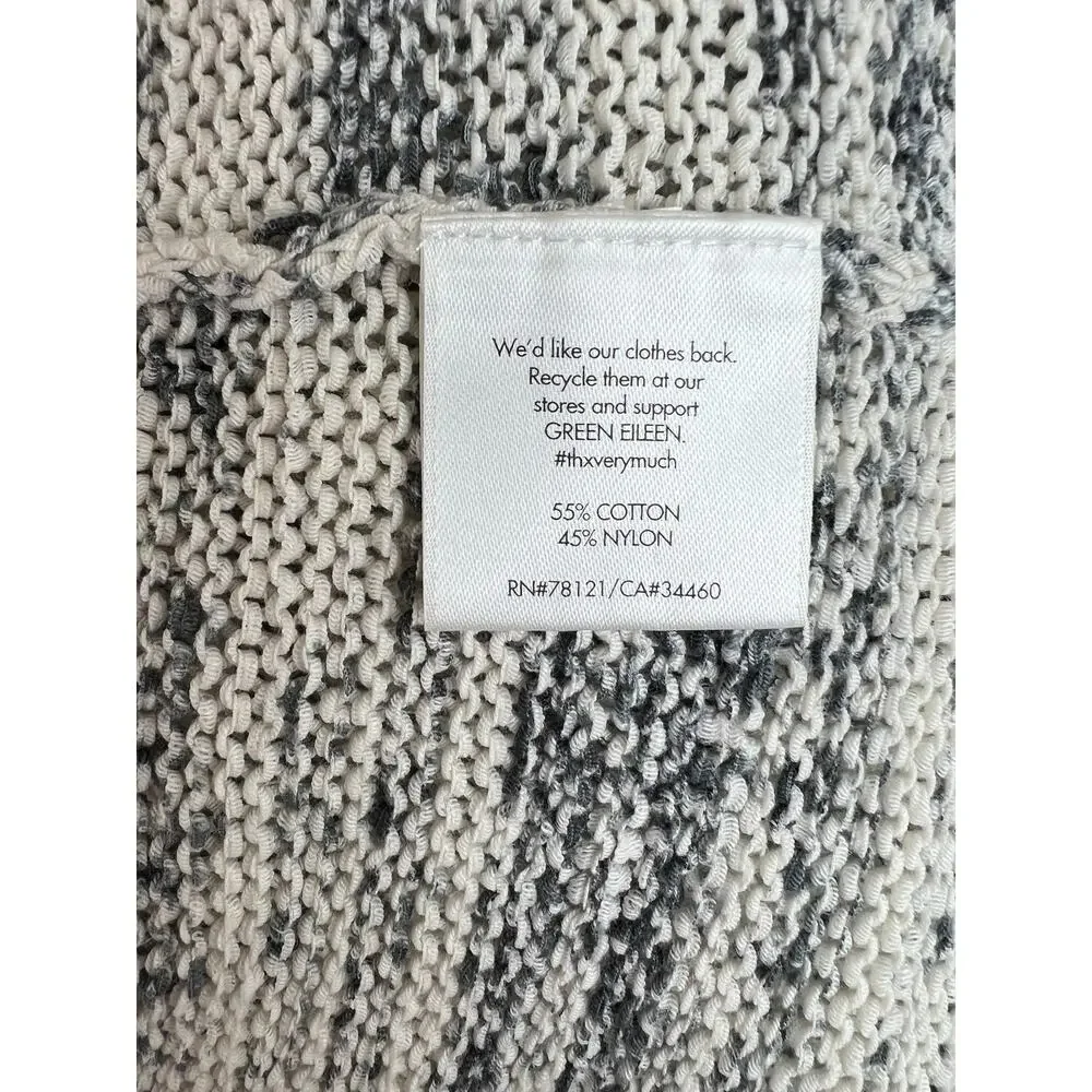 Eileen Fisher Marled White Gray Knit VNeck Long Sleeve Pullover Petite M Medium